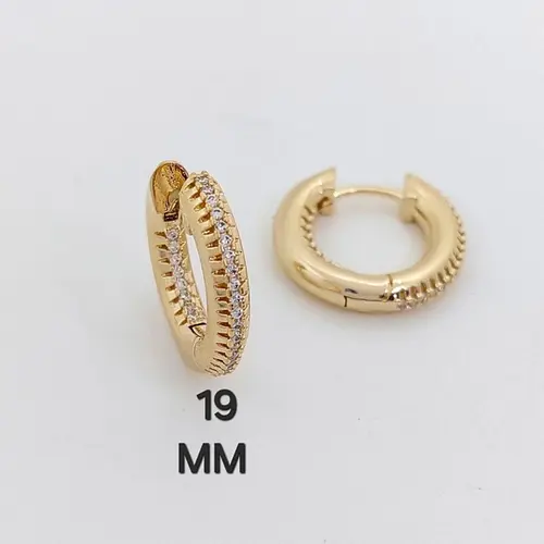 Brinco Argola Contorno de Brilho Banhado a Ouro 18K