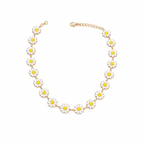 COLAR FLOR MARGARIDA BANHADA A OURO 18K