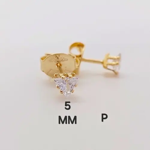 Brinco ponto de luz triangular P banhado a ouro 18k