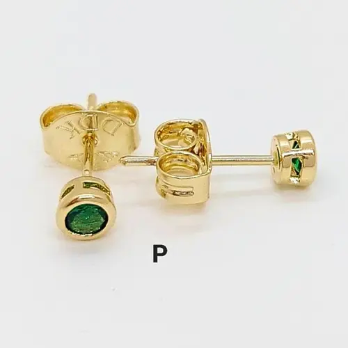 Brinco Cx Inglês Verde Banhado a Ouro 18K