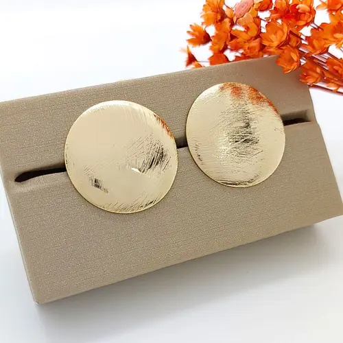 Brinco Botão Orgânico Banhado a Ouro 18K