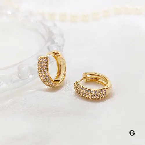 Brinco Argola Pavê Glamour Banhado a Ouro 18K
