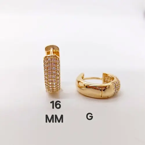 Brinco Argola Pavê Glamour Banhado a Ouro 18K