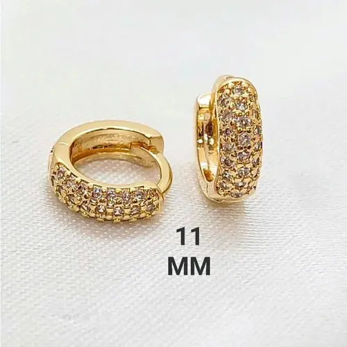 Brinco Argola Pavê Mini Brilho Banhado a Ouro 18K