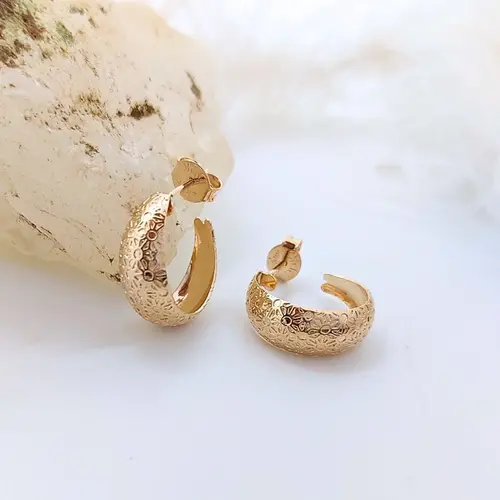 Argola Floratta Banhado a Ouro 18K