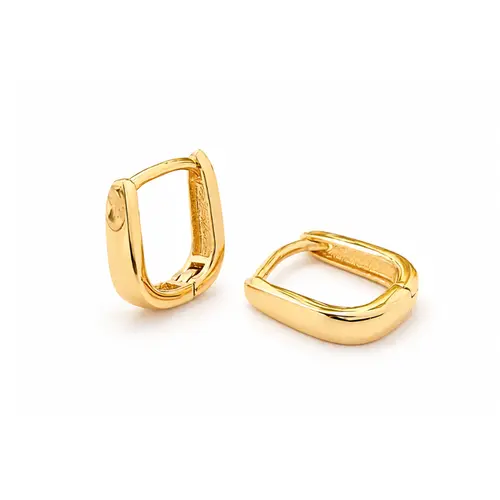 Argola Retangular Lisa Banhado a Ouro 18K