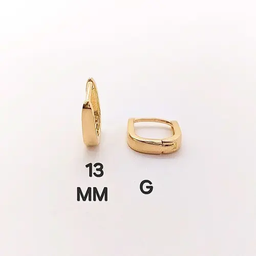 Argola Retangular Lisa Banhado a Ouro 18K