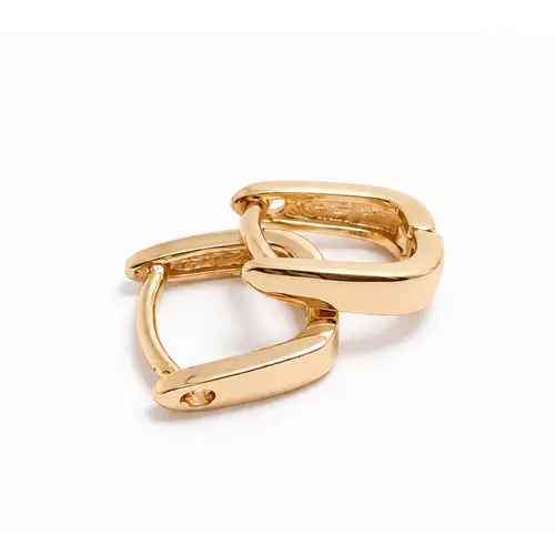 Argola Retangular Lisa Banhado a Ouro 18K