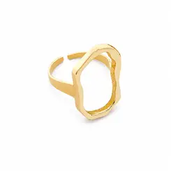 ANEL ORGÂNICO VAZADO BANHADO A OURO 18K