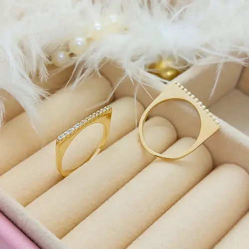 Anel Linha de Luz Banhado a Ouro 18K