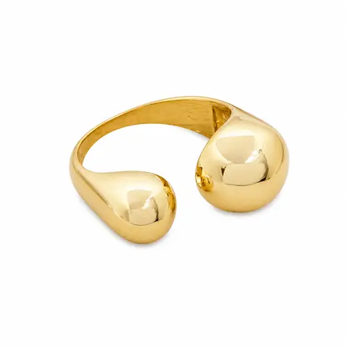 ANEL AJUSTÁVEL DUAS GOSTAS BANHADO A OURO 18K
