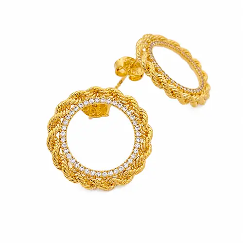 BRINCO ARGOLA TRANÇADA BANHADA A OURO 18K