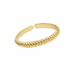ANEL AJUSTÁVEL TEXTURIZADO TORCIDO BANHADO A OURO 18K