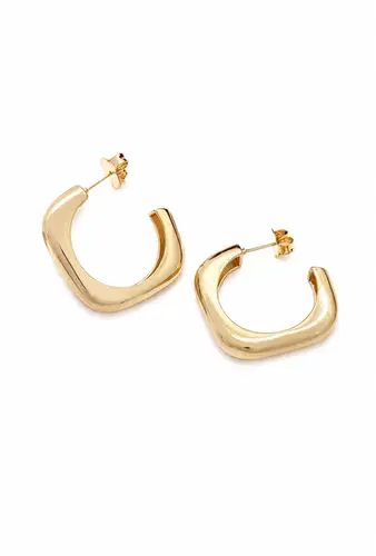 ARGOLA QUADRADA LISA BANHADA A OURO 18K