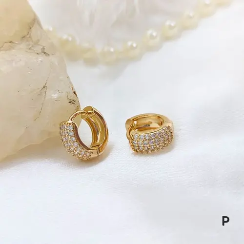 Brinco Argola Brilho Pavê Banhado a Ouro 18K