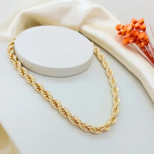 CHOKER TRANÇADA BANHADA A OURO 18K 5MM