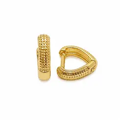 ARGOLA TRIANGULAR TEXTURIZADA P BANHADA A OURO 18K