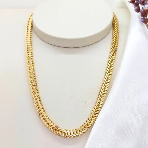 CHOKER CORRENTE ESCAMADA BANHADA A OURO 18K