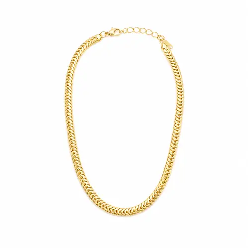 CHOKER CORRENTE ESCAMADA BANHADA A OURO 18K