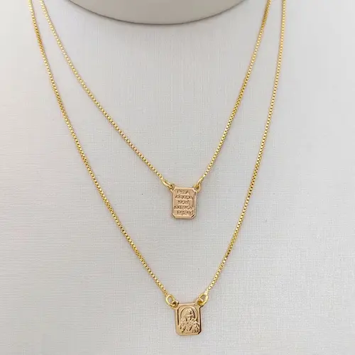 ESCAPULARIO MEDALHAS FÉ BANHADO A OURO 18K