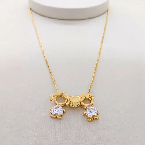 COLAR 2 FILHOS BANHADO A OURO 18K
