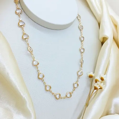 Colar Choker Brilho dos Corações Banhado a Ouro 18K