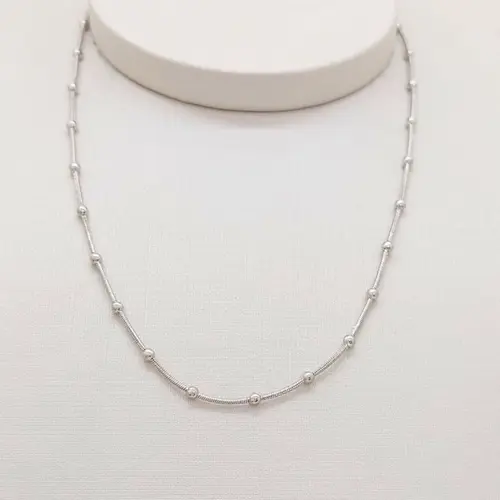 Colar Choker Bolinhas Banhada a Ouro Branco