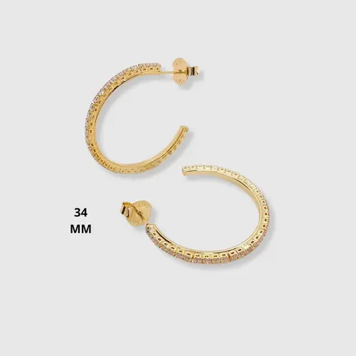 Brinco Argola Elegance Cravejada Banhado a Ouro 18K