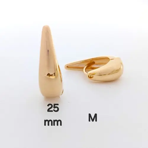 Argola Ponta Alongada Banhado a Ouro 18K