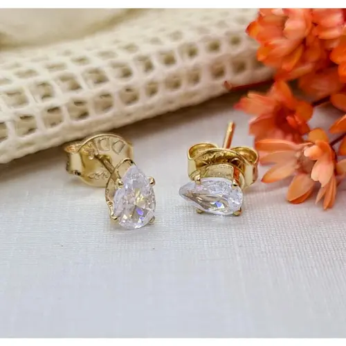 BRINCO PONTO GOTA BANHADO A OURO 18K