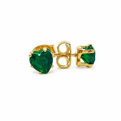 BRINCO PONTO DE LUZ CORAÇÃO VERDE M BANHADO A OURO 18K