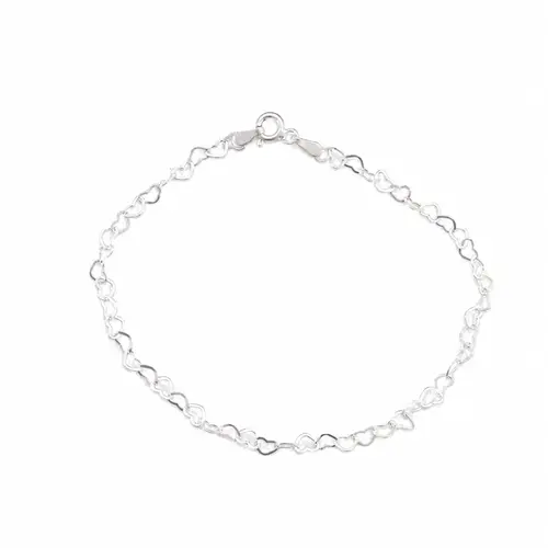 PULSEIRA CORAÇÕES LOVE BANHADA A PRATA 925