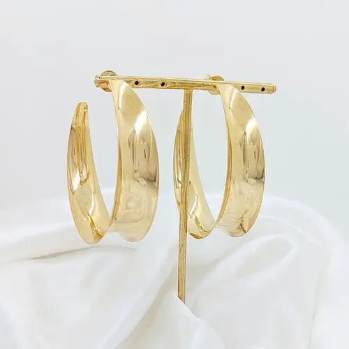 Argola Abaulada Banhado a Ouro 18K