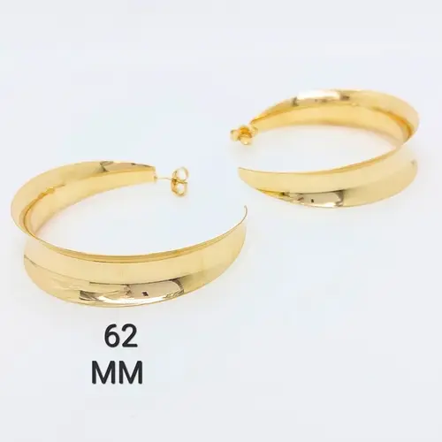 Argola Abaulada Banhado a Ouro 18K