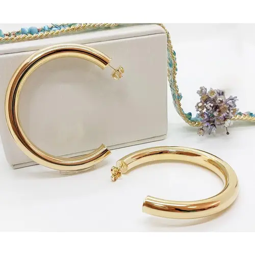 ARGOLA MAXI LUXO BANHADA A OURO 18K
