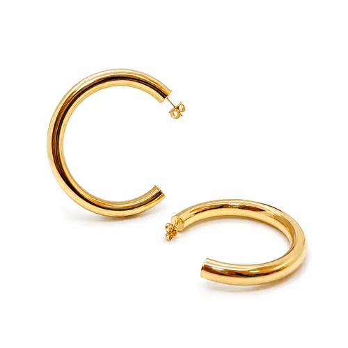ARGOLA MAXI LUXO BANHADA A OURO 18K