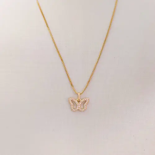 Conjunto Borboleta Infantil Banhado a Ouro 18K