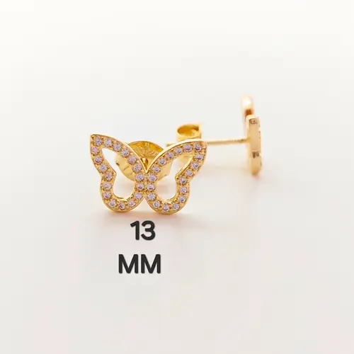 Conjunto Borboleta Infantil Banhado a Ouro 18K