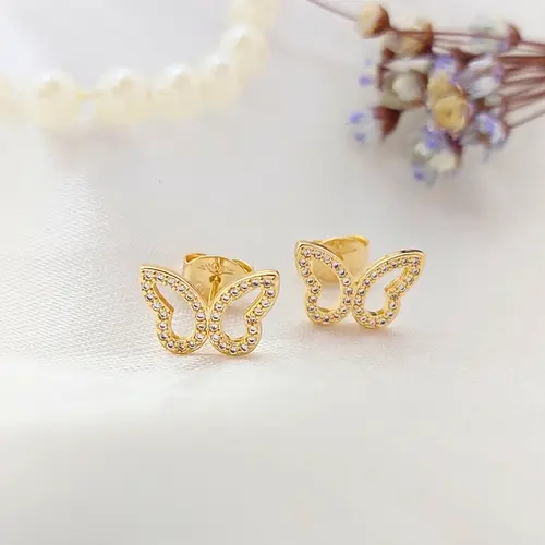 Conjunto Borboleta Infantil Banhado a Ouro 18K