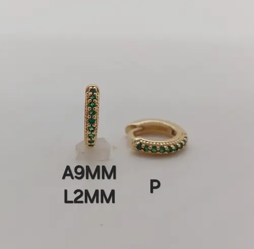 Brinco Argola Cor Esmeralda Mini Luxo Banhado a Ouro 18K