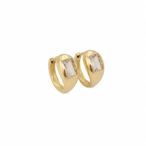 ARGOLA RETÂNGULO CRYSTAL BANHADA A OURO 18K