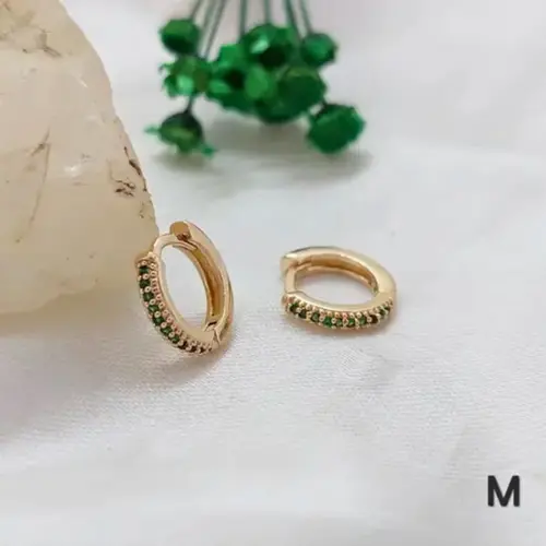 Brinco Argola Verde Aurora Banhado a Ouro 18K