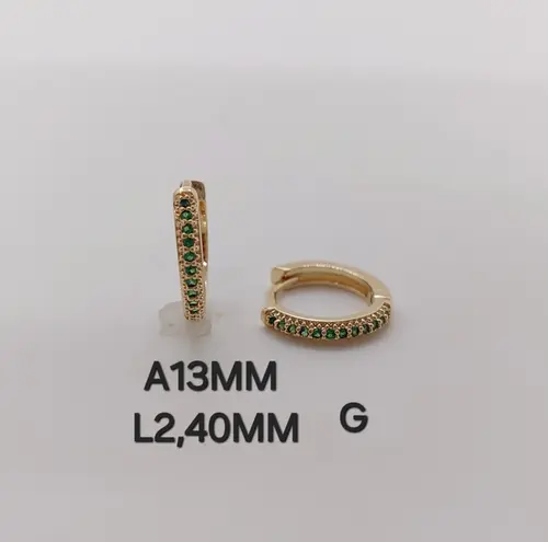Brinco Argola Esmeralda Delicada Banhado a Ouro 18K