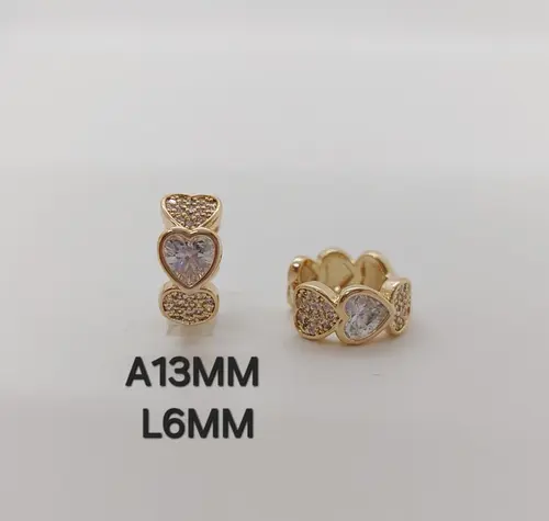 Brinco Argola Coração de Brilho Banhado a Ouro 18K