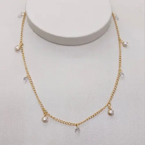 CHOKER PEARL DROPS BANHADA A OURO 18K