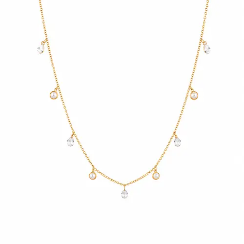 CHOKER PEARL DROPS BANHADA A OURO 18K