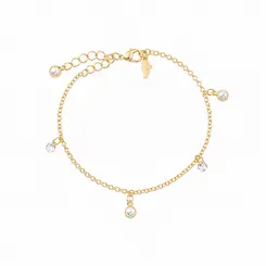 PULSEIRA PEARL CRYSTAL BANHADA A OURO 18K
