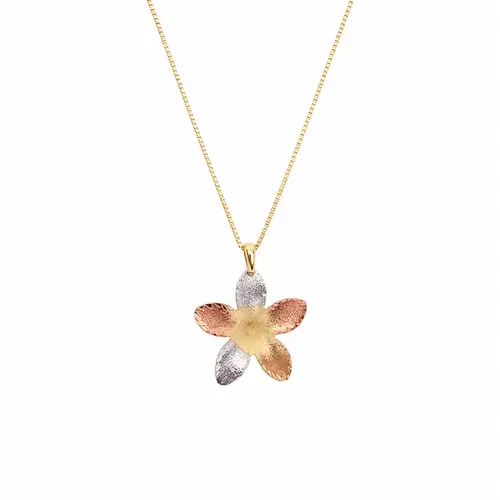 COLAR FLOWER GLOW TRICOLOR BANHADO A OURO 18K