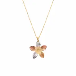 COLAR FLOWER GLOW TRICOLOR BANHADO A OURO 18K
