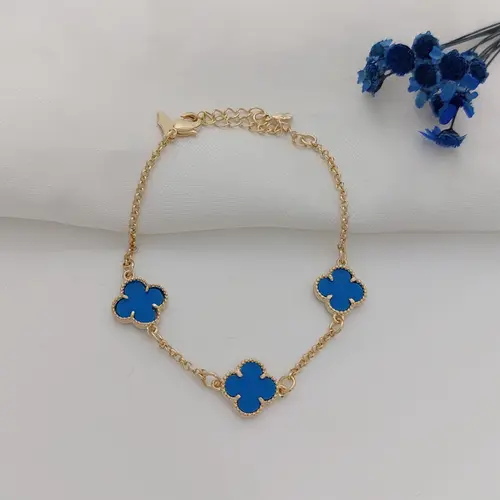 PULSEIRA TREVO BLUE BANHADA A OURO 18K